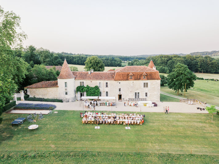 Romantic light and airy wedding photography at Château de Lerse in the Dordogne, France, during an elegant destination wedding.